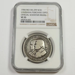 1904 NGC VF25 - Silver Louisiana Purchase Expo Medal SC$1 - MO HK-299 #51302A - Picture 1 of 2