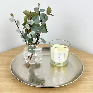Round Decorative Tray Plate Dish Bowl Candle Holder Fruit Vintage Table Coffee - Picture 1 of 8