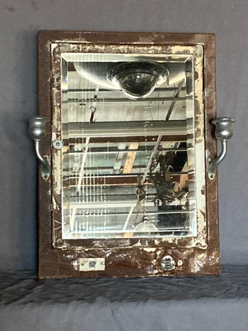 Vtg Mid Century Metal Recessed Medicine Cabinet Chrome Sconces Old Hotel 467-21E Cover