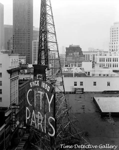 City of Paris Dry Goods Co. Rooftop Sign, San Francisco, CA -Vintage Photo Print - Imagen 1 de 1