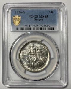 1926-S Oregon Trail Bright White PCGS MS65 Low Mintage - Picture 1 of 2