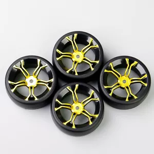 4 Stück flache Driftreifen & Felge 12 mm Sechskant für HPI HSP RC 1:10 On-Road Rennwagen - Bild 1 von 6
