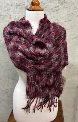 Красный/черный/серый. Супермягкий шарф с бахромчатым подолом. 64-дюймовая длинная коллекция восемнадцать - Изображение 1 из 4