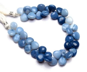 Natural Gem Peru Blue Opal 10mm Approx. Size Heart Shape Beads 8" Strand 135Cts. - Picture 1 of 4