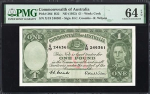 Australia 1 One Pound P26d R32 1952 Coombs Wilson PMG64 Choice UNC EPQ Banknote - Picture 1 of 3