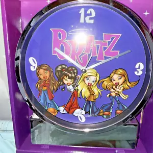 NEW BRATZ CLOCK With Sasha Cloe Yasmin Jade Room Decor Purple Chrome - Picture 1 of 9