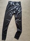Black wet look leggings HIGH WAIST faux leather ladies stretch pant PVC trousers