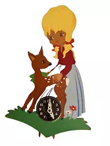 Orologio vintage Bergischer Engel Germania decorazione asilo bambino bambina cervo Bambi - Foto 1 di 12