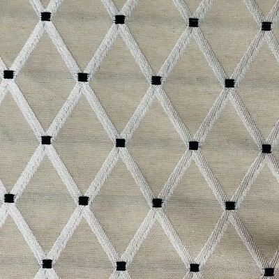 Linen Look NATURAL Rhombus Culla Fabric Furnishing Cotton Curtain 55"Wide Canvas - Image 1 of 4