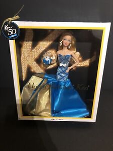 2010 Happy Birthday Ken Barbie Doll Blonde Model Muse Blue Gold Dress Present