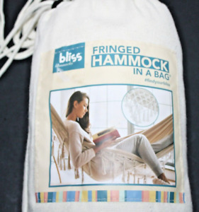 Bliss Hammocks Polyester Hand-Braided Hammock in a Bag Decorative Fringe