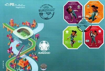 2020 TURKEY EURO FOOTBALL CUP FIRST DAY COVER FOUR STAMPS LIMITED NUMBER  - Image 1 of 4