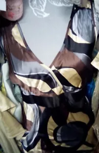 Principles Petite women's Pure Silk Brown Pattern Sleeveless Top sz14. Pretty. - Picture 1 of 5