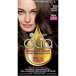 Garnier Olia Permanent Hair Color 5.0 Medium Brown with Flower Oil 1 ct 2 Pack - Picture 1 of 2
