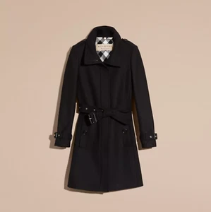 NWT Burberry Gibbsmoore Single Breasted Wool Cashmere Trench Coat Black size US8 - Picture 1 of 24