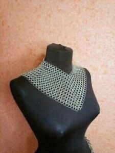 Medieval Aluminum Chainmail Neck Guard Collar Choker Necklace Mantle LARP Costum