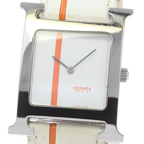 HERMÈS Orologio HERMES H HH1.510 quadrante bianco arancione orologio da ragazzo al quarzo_863897