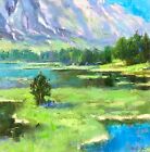 Montana Mountains peinture originale huile sur toile paysage impressionnisme art