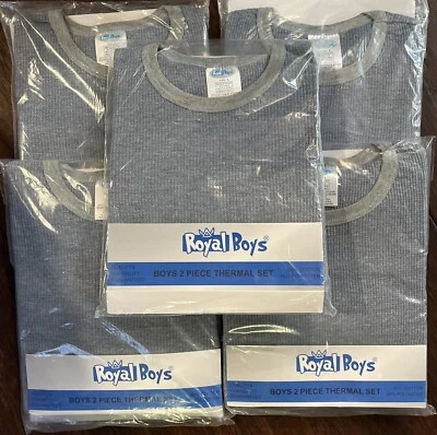 Lote de 5 pares de ropa interior térmica de 2 piezas, niños talla 5. Gris. Nuevo. Foto 1 de 4