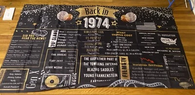 Back in 1974 Year 50th Birthday Large Party Banner 6’ long 72” Class Reunion - Image 1 of 4