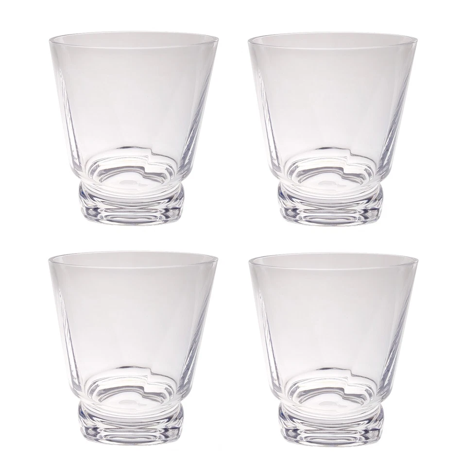 QG 14 Ounce Acrylic Plastic Rocks Glass Heavy Twist Base Tumbler Set of 4 Clear - Image 1 of 4
