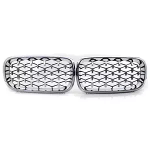Pair Chrome Diamond Front Grill Kidney Grille For BMW X5 F15 X6 F16 M 2014-2018 - Picture 1 of 8