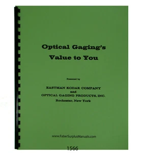 Optical Gaging - Instruction & Operation of Optical Comparators Kodak #1566 - Picture 1 of 12