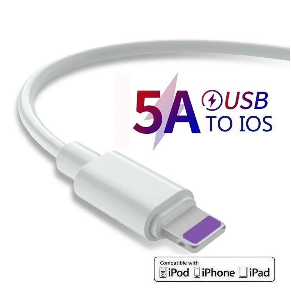 Cable cargador rápido USB 8 PINES para iPhone 13 12 11 PRO XR XS MAX 8 7 6S SE Foto 1 de 4