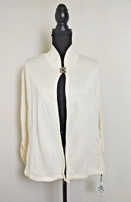 Poncho Calvin Klein Feminino Capuz Suéter Broche de Metal Bege Novo com etiquetas Tamanho Extra Grande B12 - Imagem 1 de 4