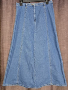 Christopher & Banks Vintage Denim langer Rock Gr. 6 Y2K Reißverschluss blau ausgestellt - Bild 1 von 7