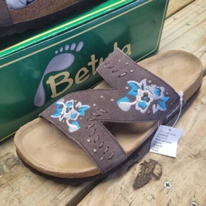 Sandalias Birkenstock Betula Zara Talla 8/39 Floral Gamuza Marrón Floral Bordadas - Imagen 1 de 12