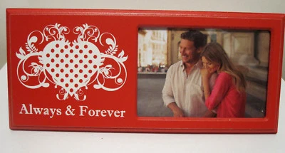 ALWAYS & FOREVER With HEART Design  3.5 x 5 Love Photo Picture Frame  RED  - Image 1 of 4