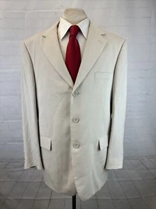 Andrew Fezza Men's Light Gray Off White 100% SILK Three Button Blazer 44S $495 - Picture 1 of 13