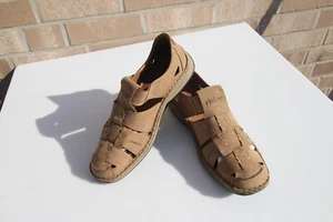 Rieker Antistress Herren Sandalen Sandaletten Gr. 46 Echt Leder Beige Slipper - Bild 1 von 16