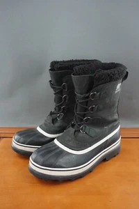 Sorel Caribou Mid Shoe Men's 11 Black Leather Rubber Lace Up Insulated Boots - Picture 1 of 9