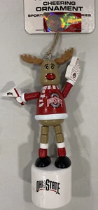Ohio State Buckeyes NCAA Wood Reindeer Push Puppet Christmas Tree Ornament - Picture 1 of 5