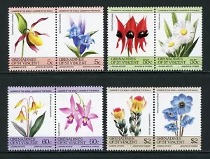 St. Vincent Grenadines Scott #476-479 MNH PAIRS Flowers FLORA $$ - Picture 1 of 1