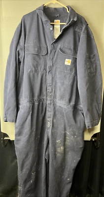 Macacão Carhartt FR azul resistente ao fogo RN# 14806 tamanho 54 Reg manchado b0 - Imagem 1 de 4