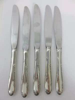 Cuchillos de cena cubiertos de plata esterlina Madeira de 9" sin monogramas 5 piezas Foto 1 de 4