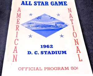 1962 MLB BASEBALL ALL STAR GAME PROGRAM VINTAGE CONDITION WASHINGTON DC SENATORS - Picture 1 of 8