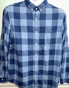 Vineyard Vines by Shep & Ian Herren 100% Baumwolle Flanell Wal Tucker Hemd L blau - Bild 1 von 9