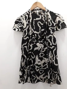 DVF Diane von Furstenberg 2 Top Silk Black/White 30" across Chest Cap Sleeve - Picture 1 of 7