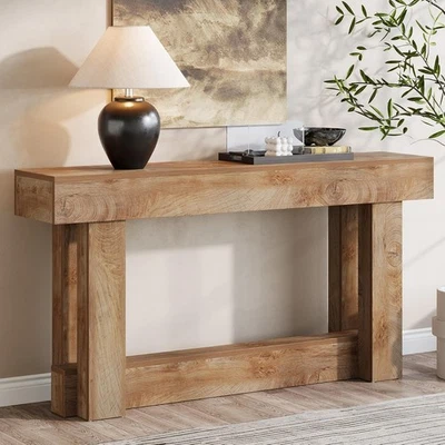 TRIBESIGNS 63-Inch Console Table, Farmhouse Wooden Entryway Sofa Table Behind the Couch