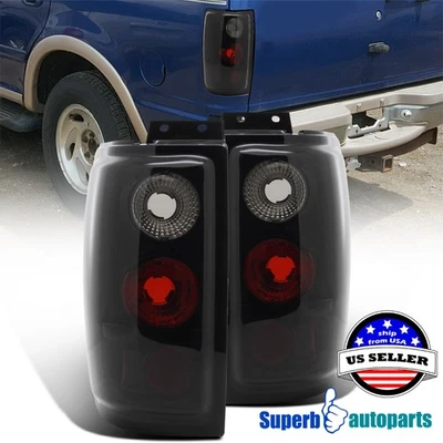 Fits 1997-2002 Ford Expedition Tail Lights Brake Lamps Glossy Black Smoke Pair Foto 1 de 4