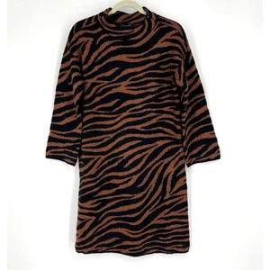 Ann Taylor Mockneck Animal Print Sweater Dress Medium NWT Black Brown Sparkly - Picture 1 of 9
