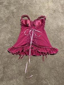 Victoria’s Secret Sexy Little Things 36C Pink Tie Corset Back Lingerie Slip 2007 - Picture 1 of 6