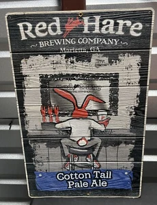 Red Hare Brewing Company Wooden Advertising Sign 15.5 Wide By 23.5 Inch Tall. - Picture 1 of 5