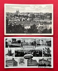2 cartoline Chrudim nella Repubblica Ceca 1936/45 vedute della città (126233 - Foto 1 di 2