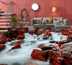3D Red Stone 44RAIN06 Floor WallPaper Murals Wall Print Decal AJ Honey - Picture 1 of 5