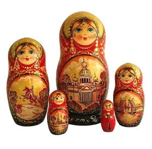 Russian Nesting dolls stacking dolls Small Painted By Brus - Saint Petersburg - Picture 1 of 3